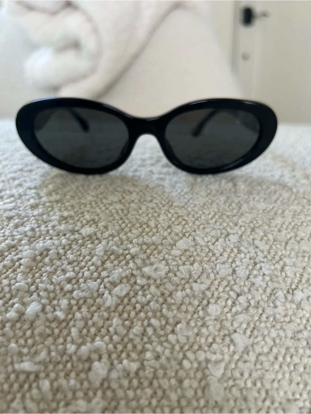 CHANEL Black Oval Logo Sunglasses